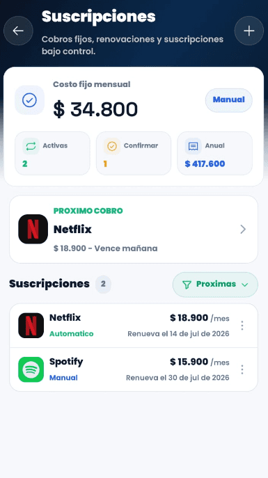 Captura de Suscripciones en Vaulty