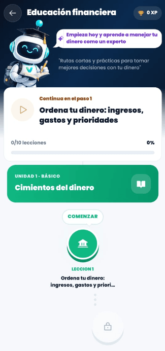 Ruta de educación financiera de Vaulty