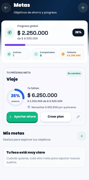 Vista de Planificación en Vaulty